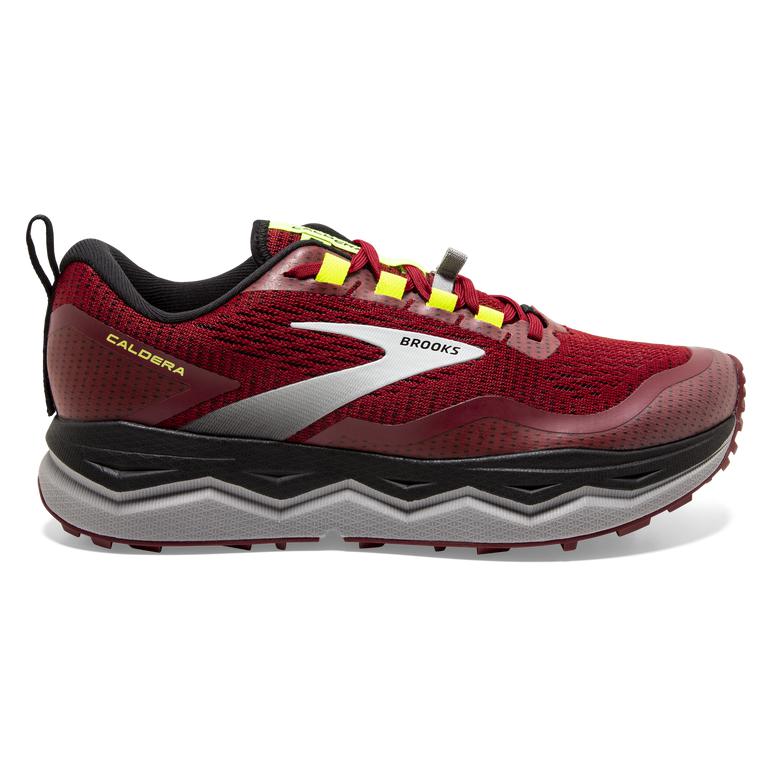 Brooks Caldera 5 Distance Men's Trail Running Shoes - Red/Black/Nightlife (84915-JKVY)